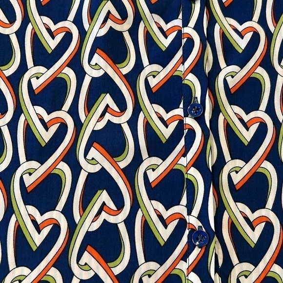 Cabi | Armour Blue Heart Chain Print Collared Sleeveless Shirtdress Style 5370 - Picture 6 of 16